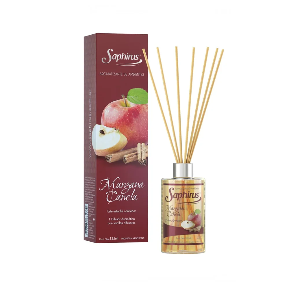 DIFUSOR C/VARILLAS 125ml MANZ Y CANELA  SAPHIRUS