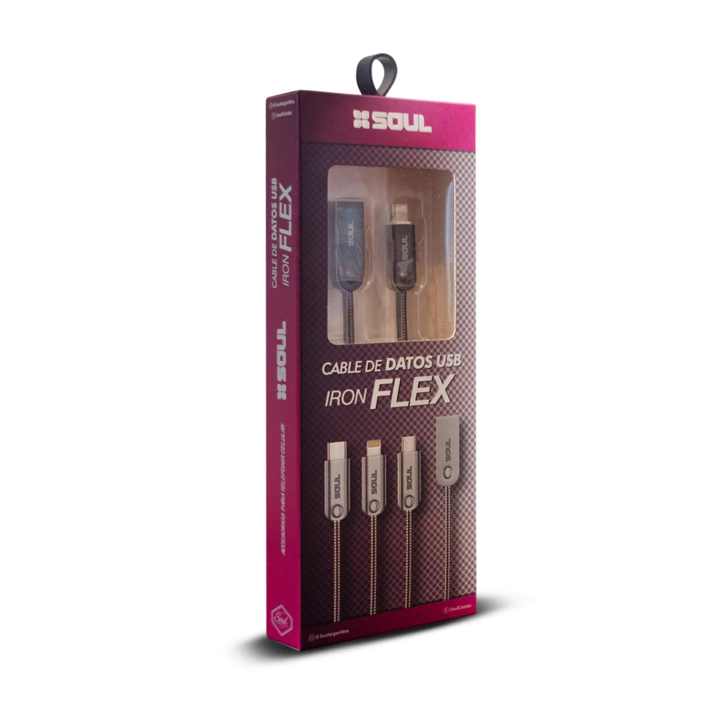 CABLE DE DATOS.IRON FLEX TIPO C/IPHONE SOUL