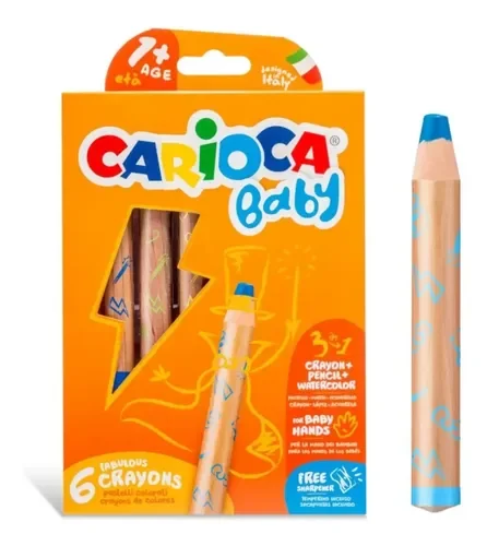 LAP.CRAYON x6u.GRUESOS BABY 3en1 CARIOCA