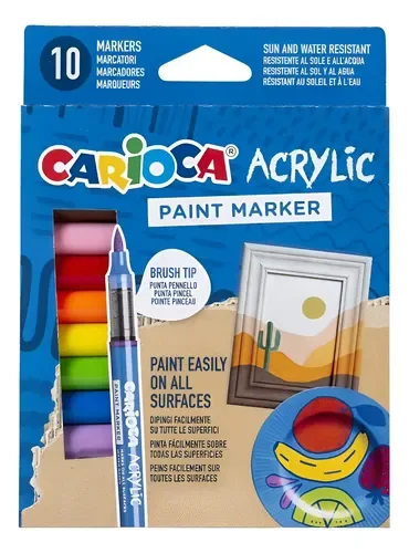 MARC.ACRILICOS x10u.Pta.PINCEL CARIOCA