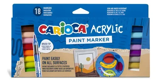 MARC.ACRILICOS x18u.Pta.PINCEL CARIOCA