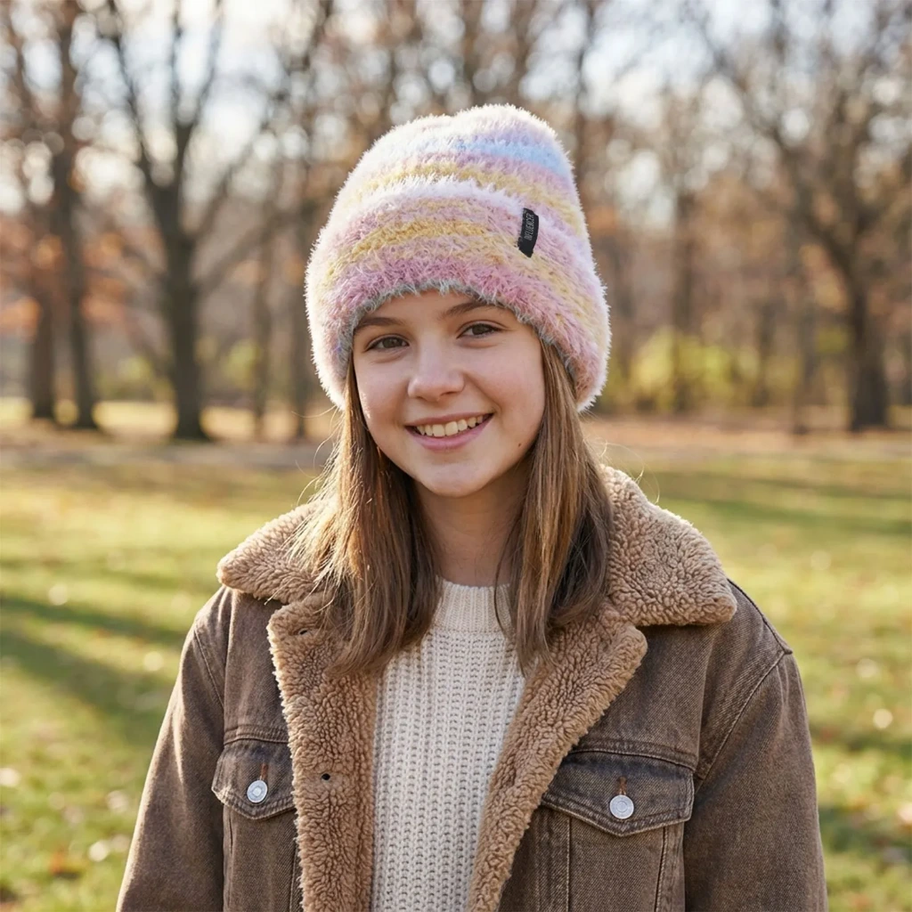 GORRO TEJIDO C/PELO INFLUENCER 