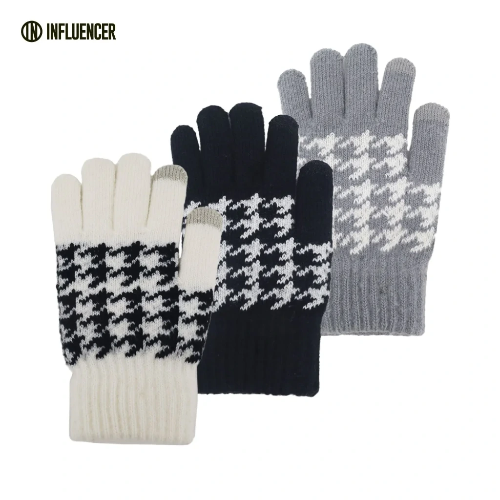 GUANTES TEJIDO PIED DE POULE INFLUENCER 