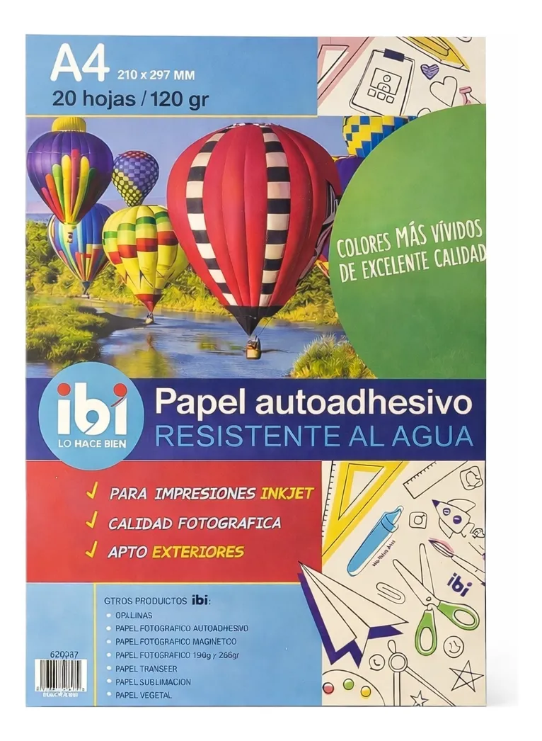 PAPEL GLOSSY IJ.A4 x20hjs.ADH.120grs.MATE R.AGUA