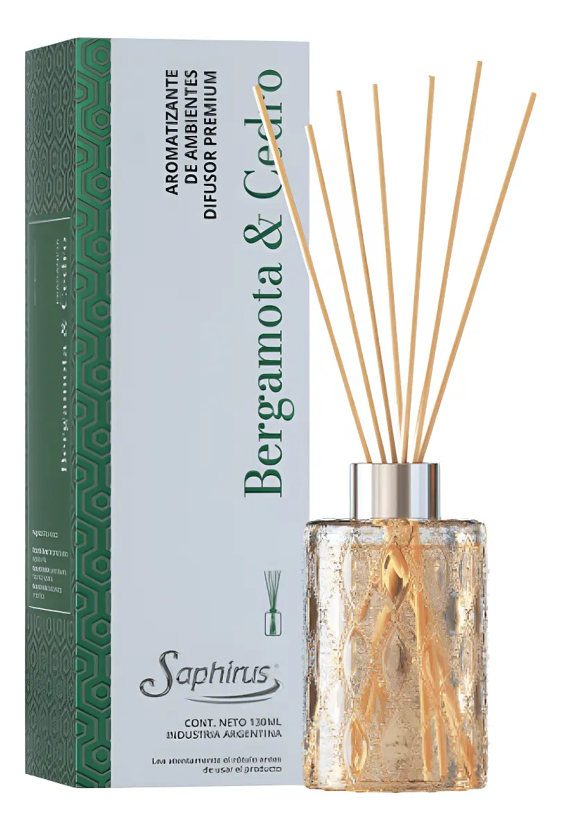 DIFUSOR C/VAR.BERGAMOTA Y CEDRO SAPHIRUS PREMIUM
