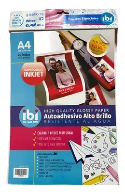 PAPEL GLOSSY IJ.A4 x20hjs.ADH.120grs.BRILLO R.AGUA