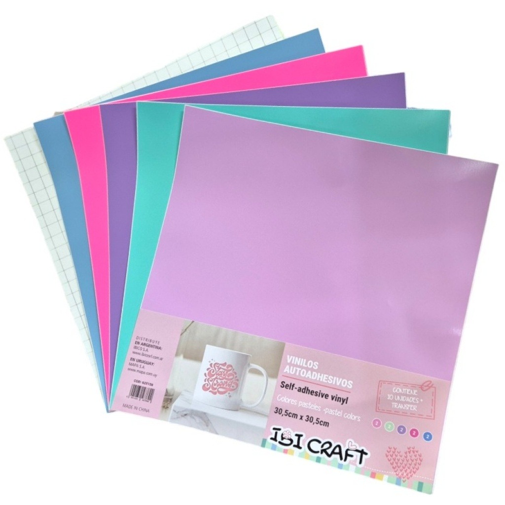 VINILO ADH. 30x30cm.PASTELx10hjs.+TRANSFER